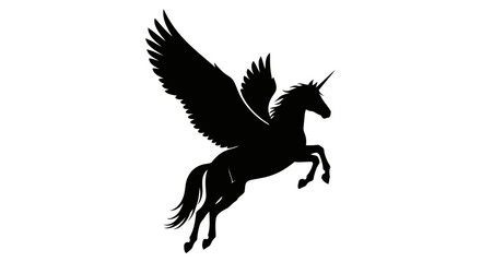 Fototapeta premium transparent background majestic flying unicorn silhouette for design projects
