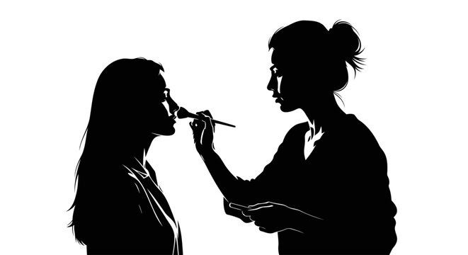 black silhouette makeup artist applying makeup clip art preview