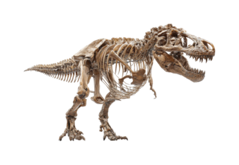 Explore dinosaur skeletons educational exhibit at natural history museum isolated on transparent background, png