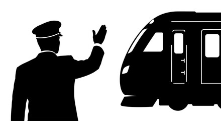 transparent background train conductor silhouette perfect for website design