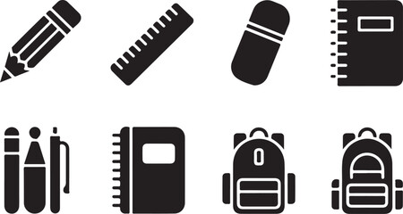 Obraz premium Vector Illustration of Essential Stationery and School Supplies