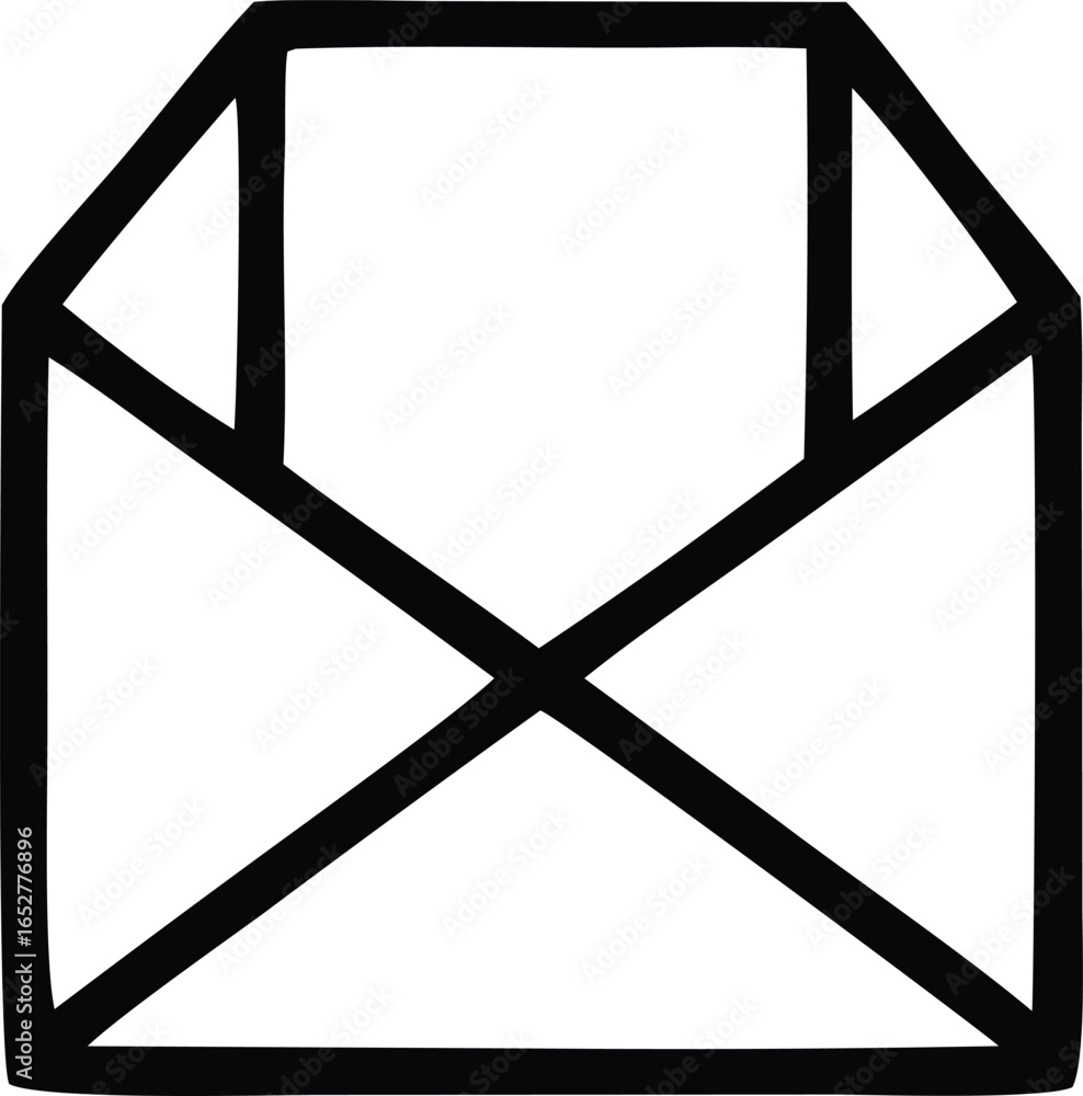 Aufkleber simple outline drawing of an open envelope with a blank sheet of paper inside
