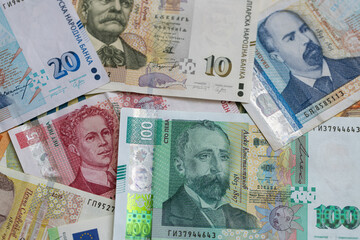 A Mix of Bulgarian Lev and Euro Banknotes