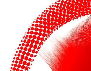 Abstract red curve of dots and lines on white