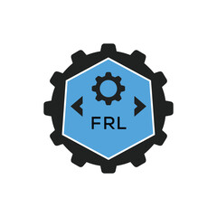 FRL Industrial Gear Logo Design – Engineering, Mechanical, and Construction Branding Icon. FRL Letter Logo.
