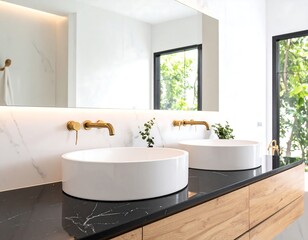 Modern bathroom vanity with double sinks