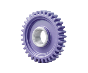 Modern purple gear with metallic inner threading, symbolizing industry and precision