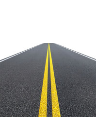 Drive forward with confidence on this empty asphalt road with bright yellow double lines.