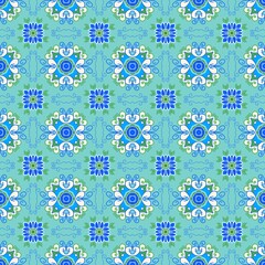 seamless pattern with blue flowers