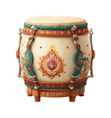 Traditional drumming performance cultural festival decorative drum view isolated on transparent background, png