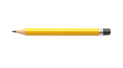 Realistic Yellow Pencil with Graphite Tip and Black Eraser for Writing and Drawing on Transparent Background