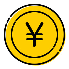 Fototapeta premium 円コインアイコン イラスト シンプル ベクター素材 ゴールド