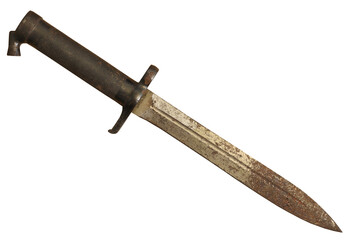 rusty old military bayonet isolated on transparent background