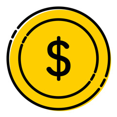 ドルコインアイコン イラスト シンプル ベクター素材 ゴールド