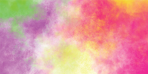 Abstract watercolor background in vibrant colors of pink yellow and green textured splash effect artistic design.