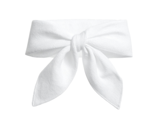 White Head Wrap Bandana Tied in Casual Style, isolated on transparent background.