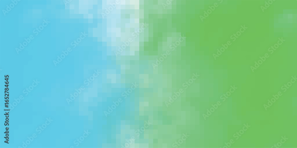 Poster pixelated blue and green gradient with a soft textured transition and digital aesthetic for design p