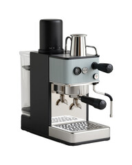 Making espresso coffee home brewing tips kitchen beverage guide modern design isolated on transparent background, png