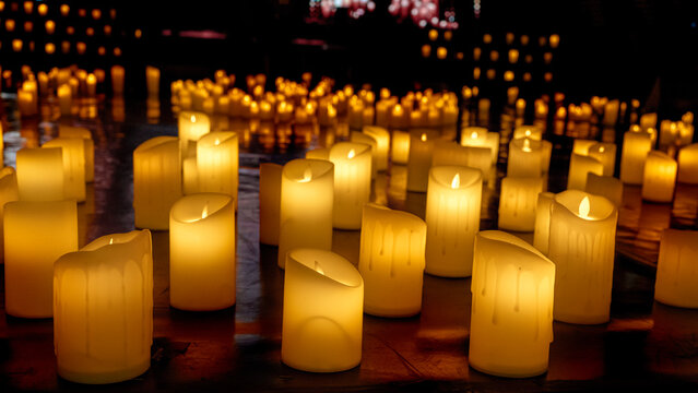 candles on the concert stage background for design purpose