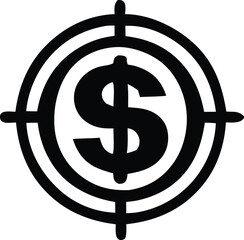Dollar sign centered within a target symbol representing financial goals and monetary objectives