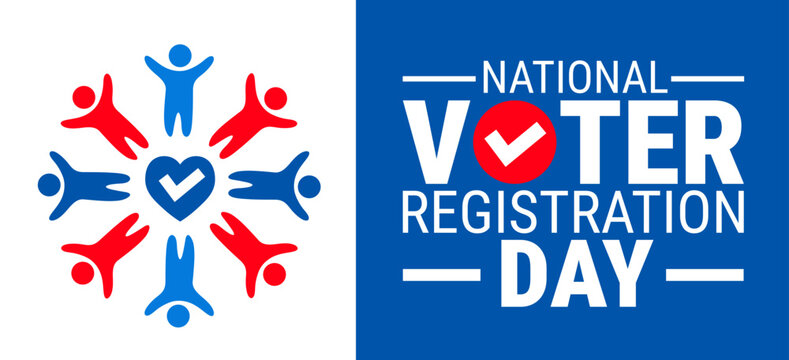 National Voter registration day background, banner, card or poster design template is observed every year during September, to raise awareness about the mission. Vector illustration.
