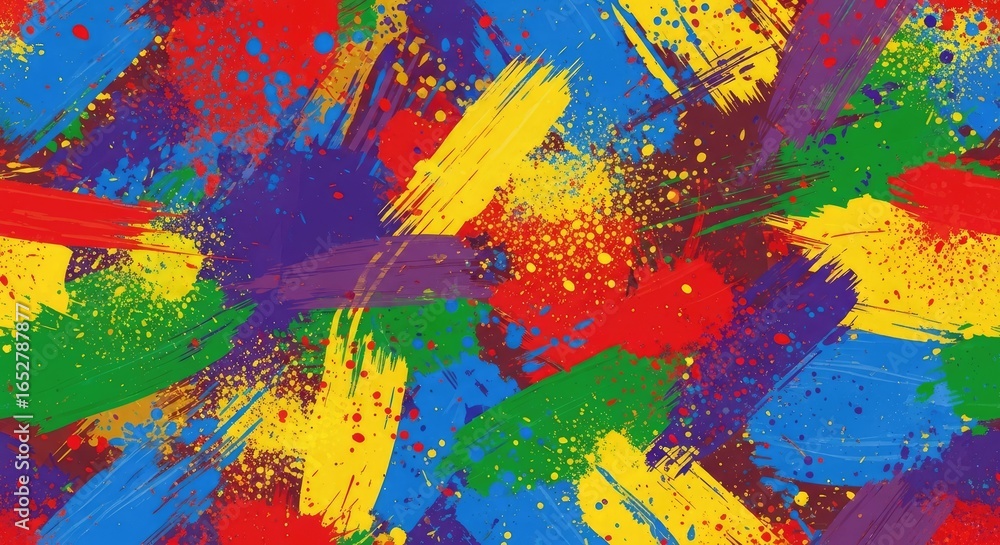 Poster dynamic abstract paint splatter brush stroke bold color seamless pattern design