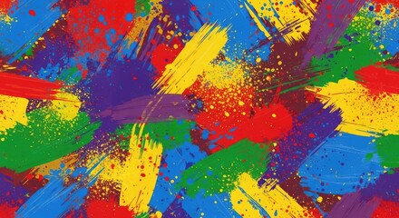 Obraz premium Dynamic Abstract Paint Splatter Brush Stroke Bold Color Seamless Pattern Design