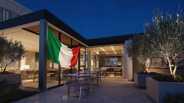 Italian flag at an Italian restaurant.