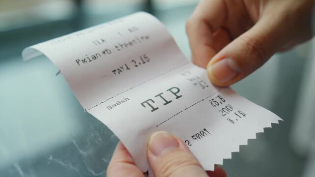 Tip on a restaurant meal ticket.