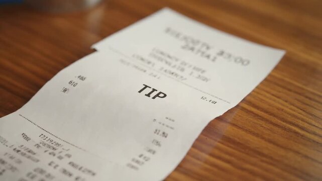 Tip on a restaurant meal ticket.