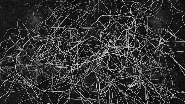 Dynamic Black Scribbles on Textured White Background with Gritty Aesthetic