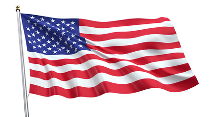 Waving American Flag on Transparent Background for Patriotic Designs and National Holiday Projects