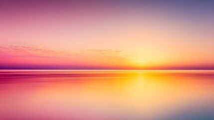 Fototapeta premium A serene and vibrant sunset over a calm sea, showcasing a spectrum of warm colors and a peaceful atmosphere.