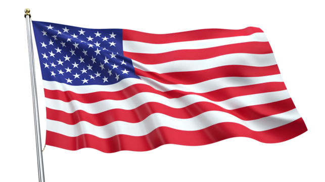 Waving American Flag on Transparent Background for Patriotic Designs and National Holiday Projects