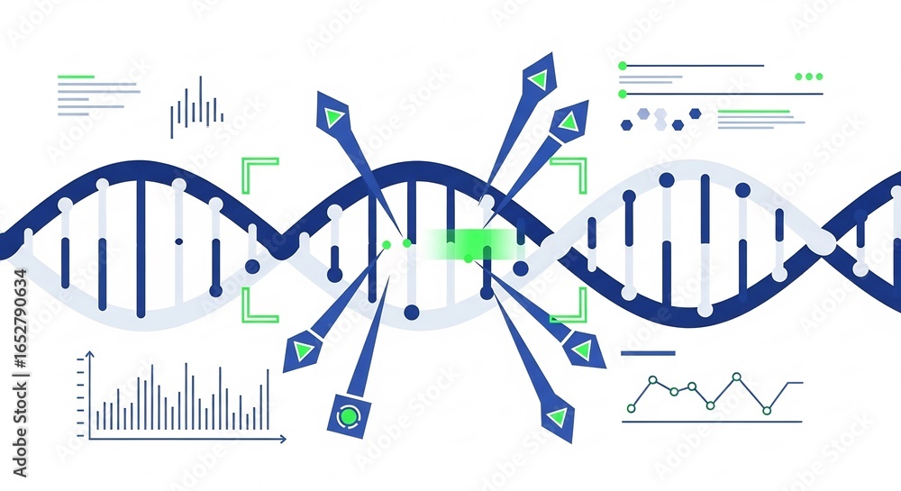 Poster digital dna analysis illustration with data charts and tech graphics