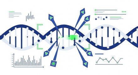 Digital Dna Analysis Illustration with Data Charts and Tech Graphics