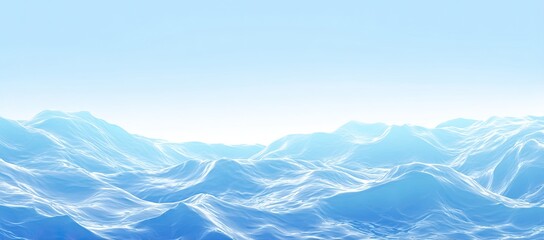 Light-blue, wavy mountain range under a pale sky