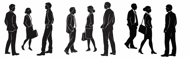 vector silhouettes of men and a women.