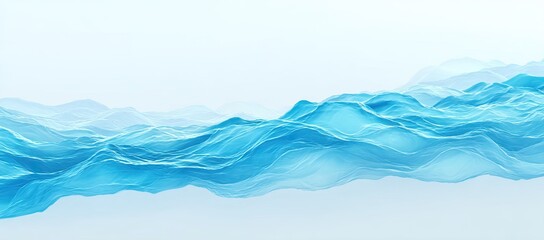 Abstract landscape of flowing, light blue ridges