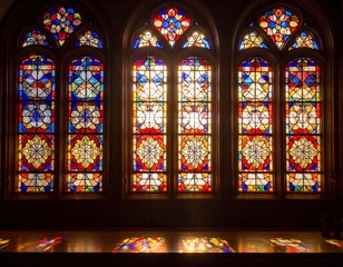 stained glass window　ステンドグラスの窓から日差しが入る部屋