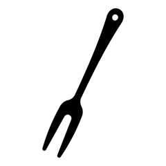 Illustration showing a black icon of kitchen utensils with a handle on a white background