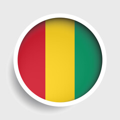 Fototapeta premium Flag of Guinea, round icon with shadow, national symbol
