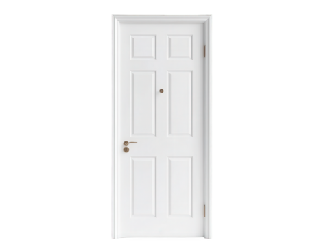Elegant white six-panel interior door with brass hardware, ready for your creative project