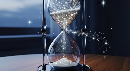 hourglass on a black background