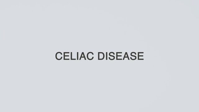 Celiac disease word diagnosed with a stethoscope held in hand on a white background, illustrating autoimmune disorder, medical diagnosis, healthcare concept, and awareness