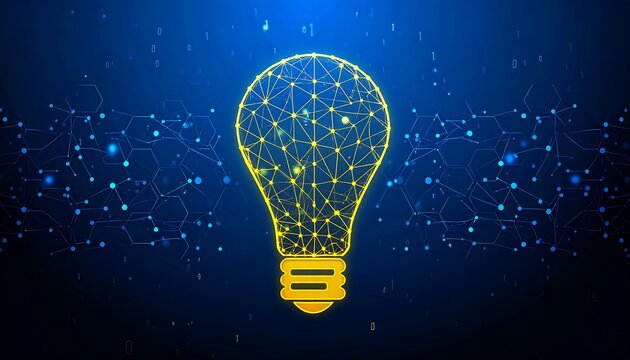 Abstract lightbulb design on dark background