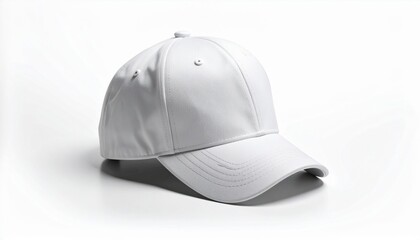 Minimalist White Baseball Cap on Pure White Background Highlighting Simplicity and Modern Fashion Aesthetic