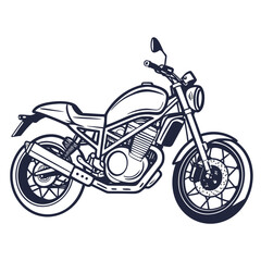 Obraz premium Illustration of a motorcycle isolated on white background, representing transportation, freedom, and the spirit of adventure on the open road