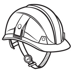 Illustration of a safety hard hat with adjustable strap, isolated on white background, providing essential head protection for construction workers