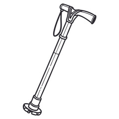 Walking cane isolated on white background is a device used primarily by people with mobility impairments to aid in balance and support